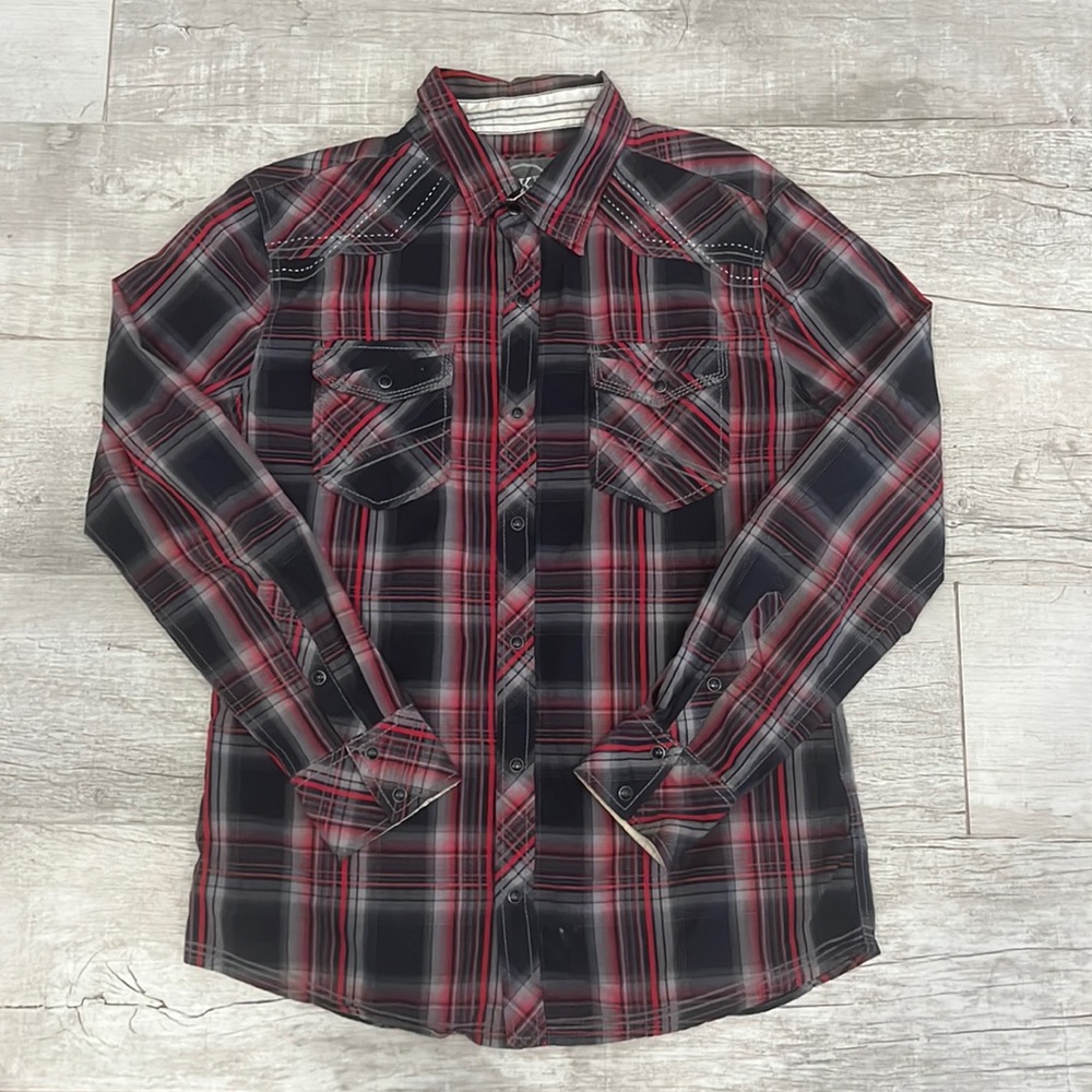 BKE Buckle ButtonUp Long‎ Sleeve Western Shirt Size: L